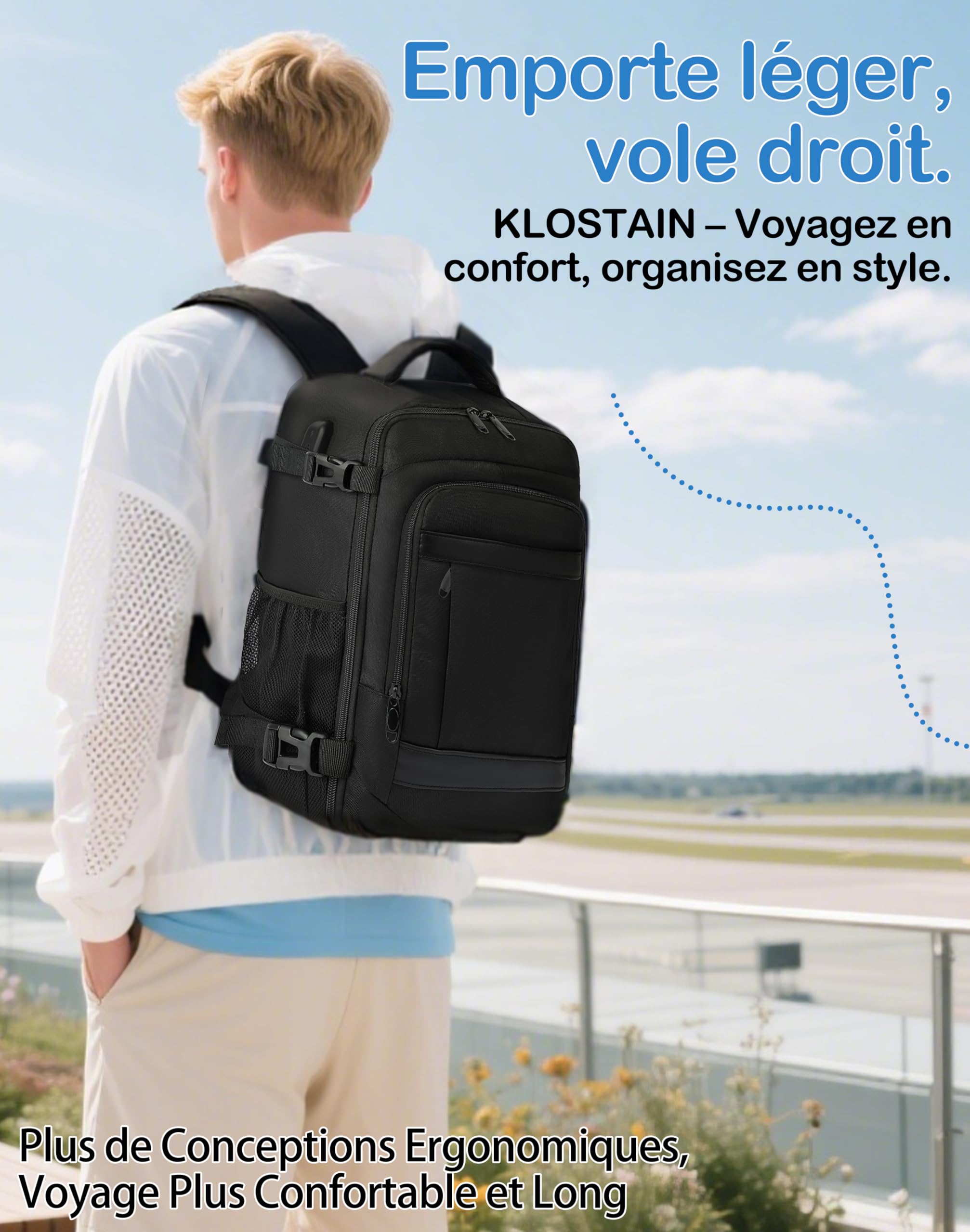 klostain-classique-sac-dos-cabine-40x20x25-20l-noir image 6