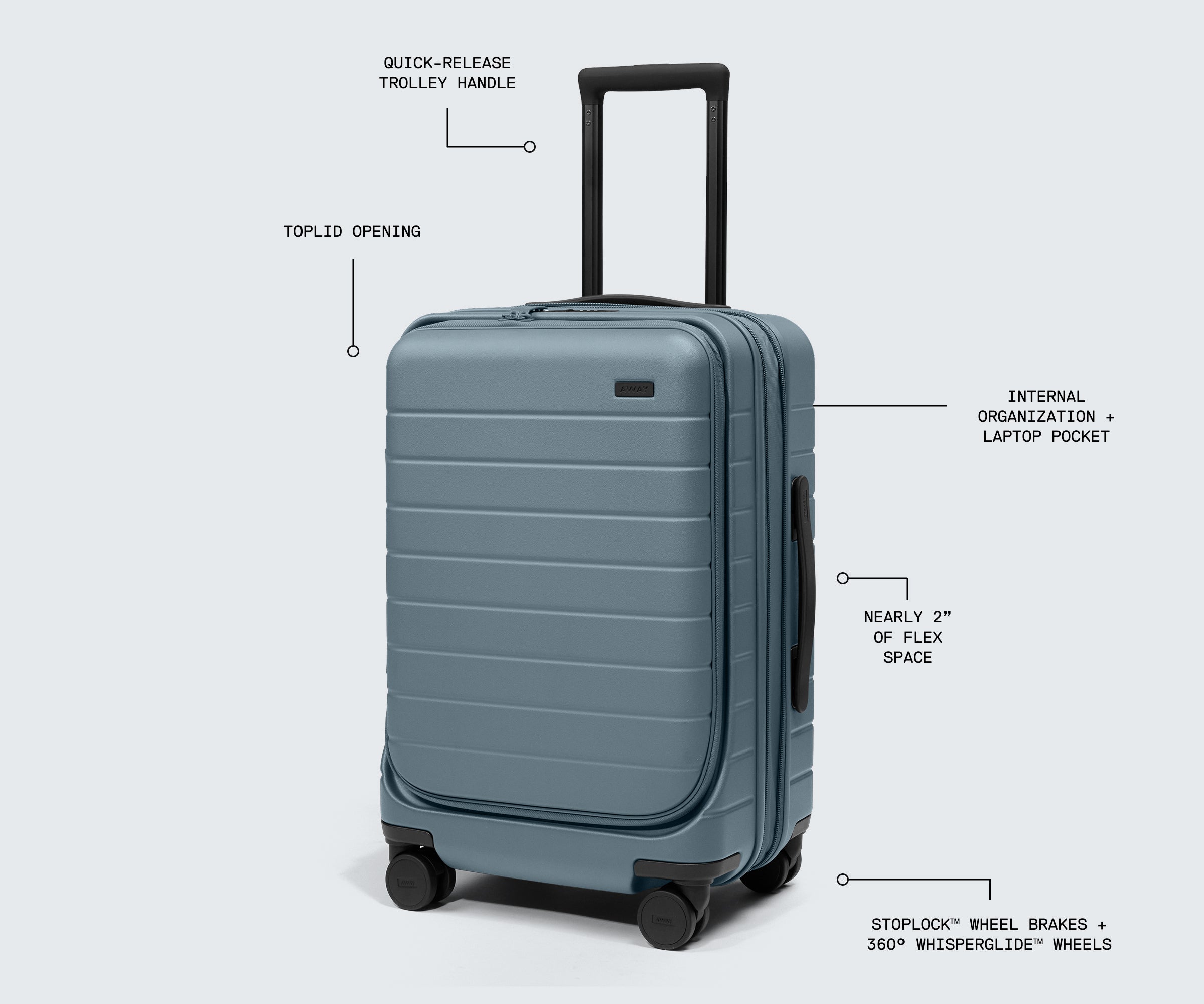 away-topside-carry-on-valise-cabine-blush-pink-extensible image 6