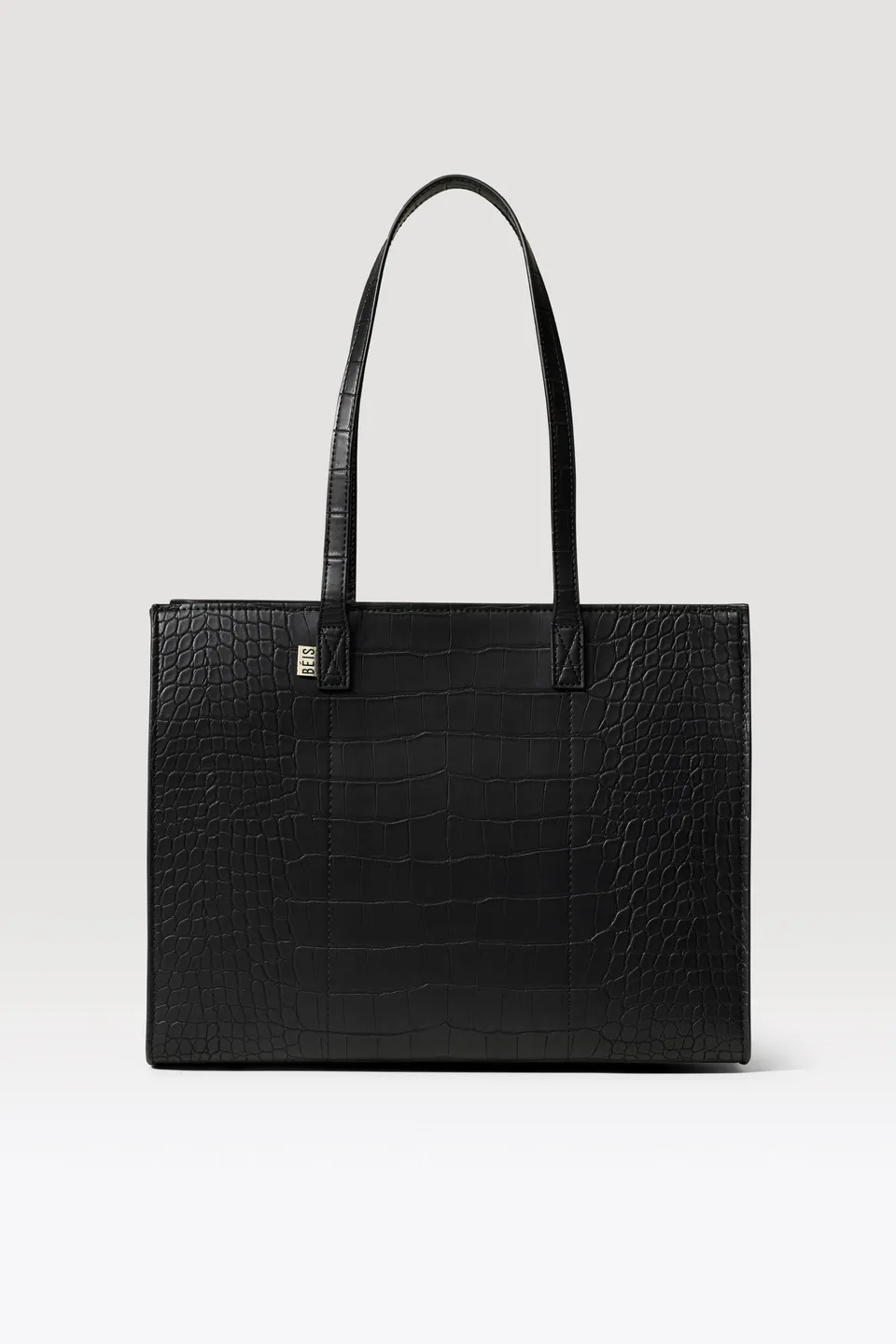 beis-the-work-tote-sac-tote-black-croc-cuir-vegan image 1