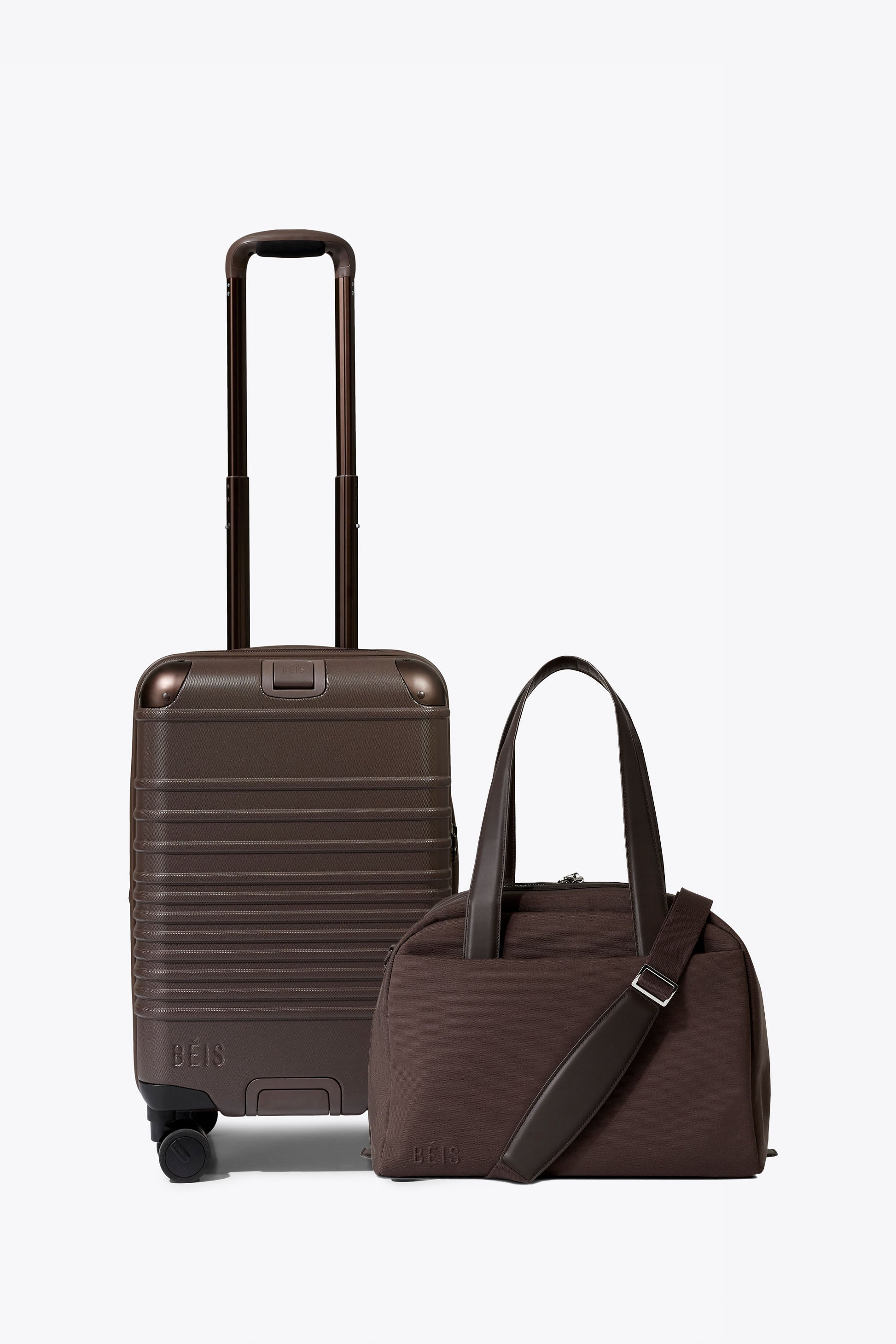 beis-travel-set-the-hybrid-carry-on-set-valise-cabine-marron image 1