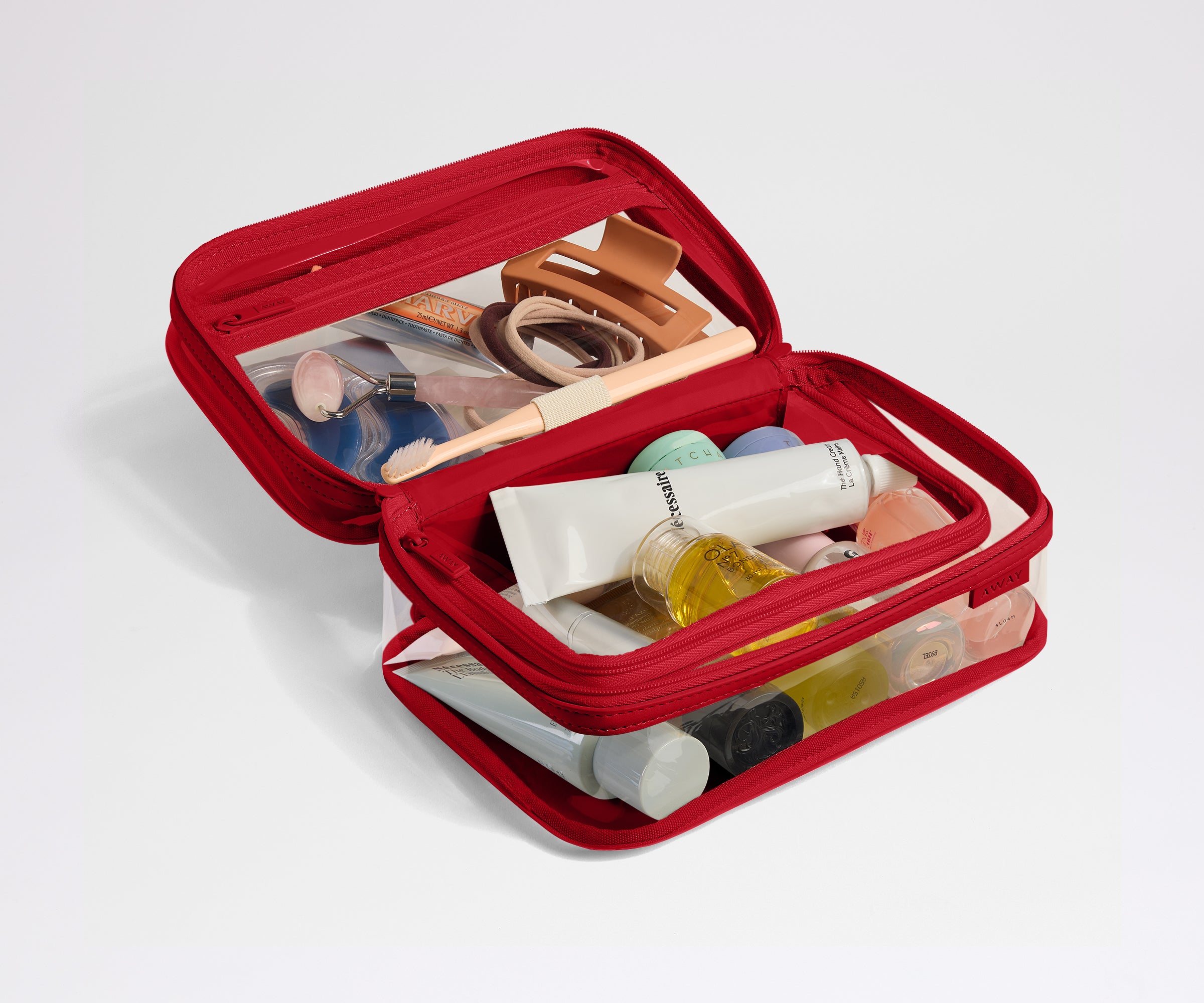 away-clear-toiletry-bag-trousse-toilette-cherry-red image 2