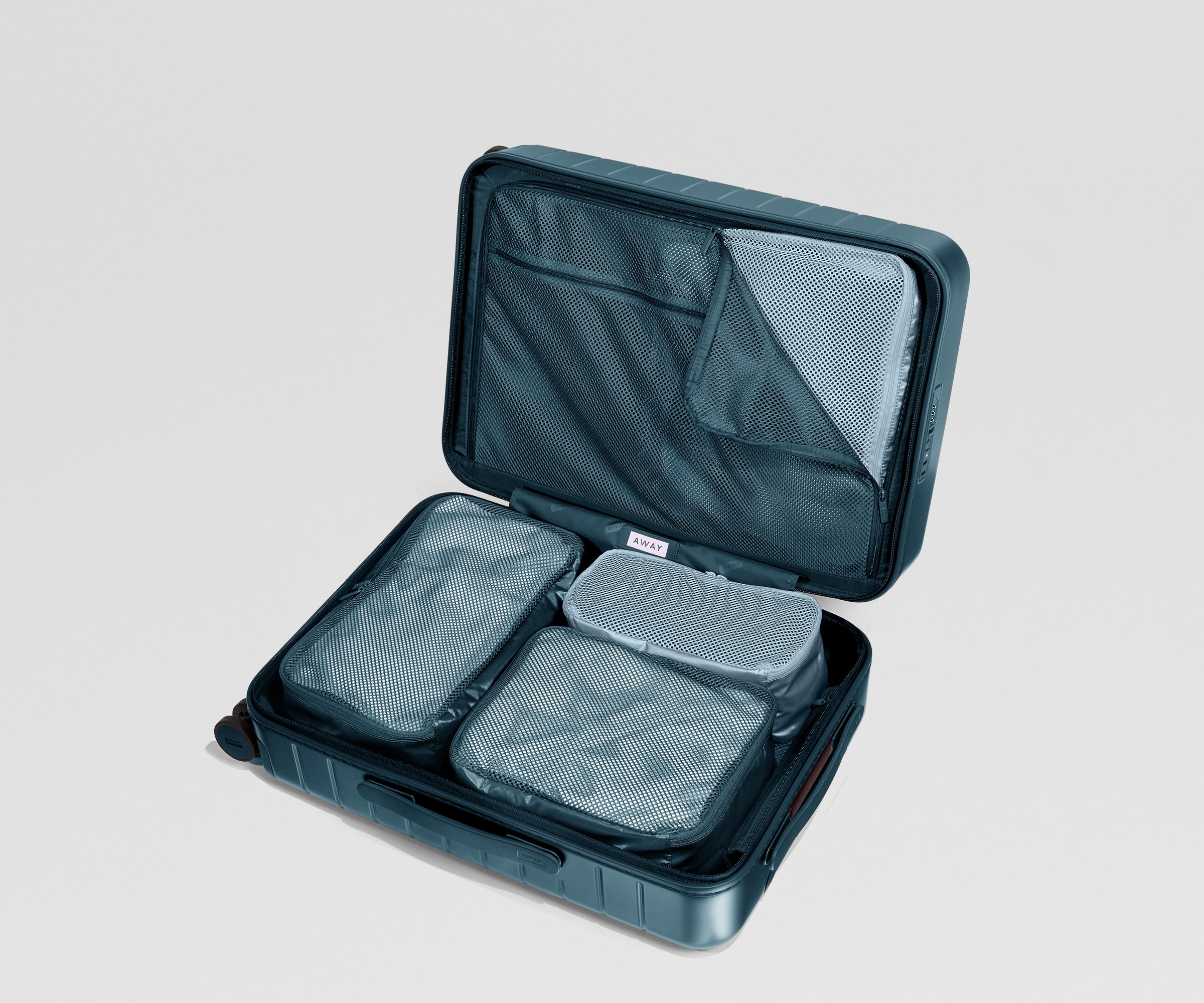 away-insider-packing-cubes-lot-4-cubes-stormy-teal-arctic-blue image 2