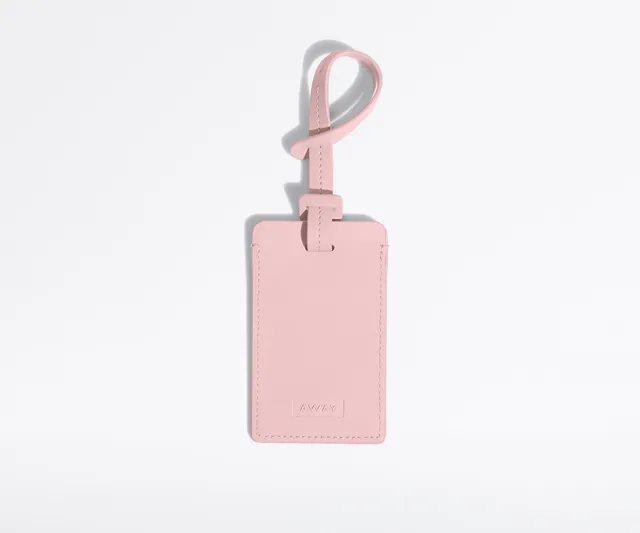 away-luggage-tag-tiquette-bagage-cuir-blush-pink image 1