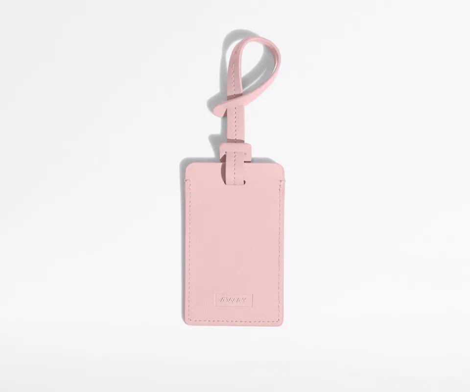 away-luggage-tag-tiquette-bagage-cuir-blush-pink image 1