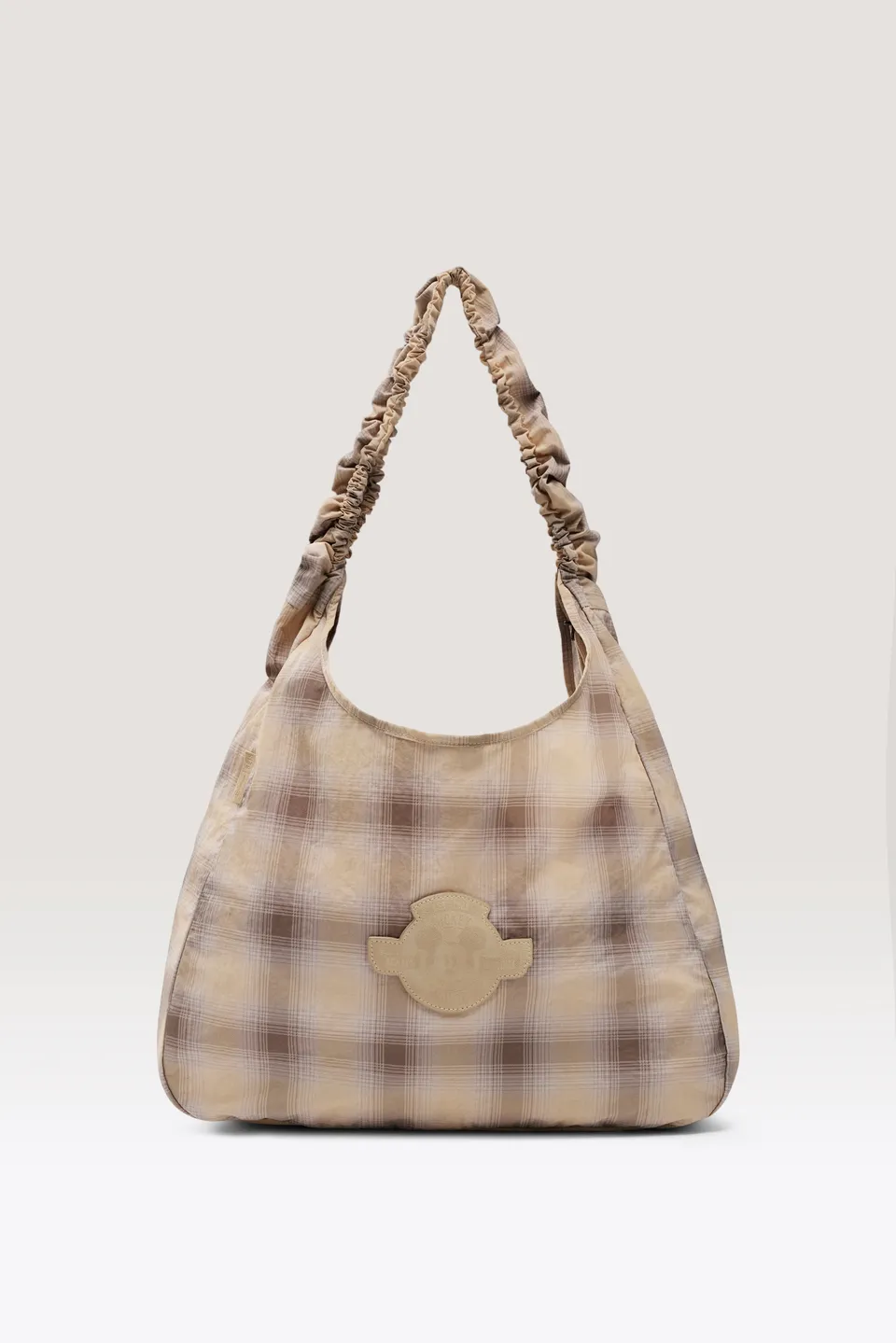 beis-disney-packable-charm-bag-tote-pliable-beige-plaid image 1