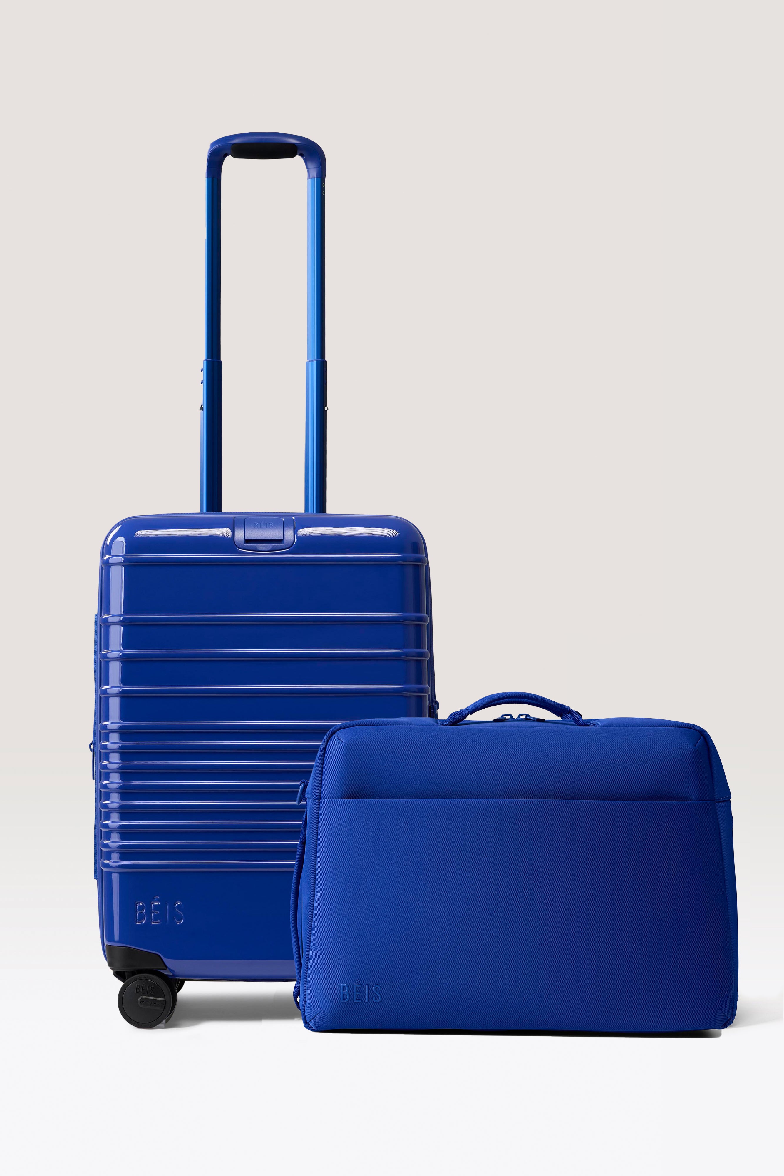 beis-travel-set-valise-cabine-duffle-bleu image 1