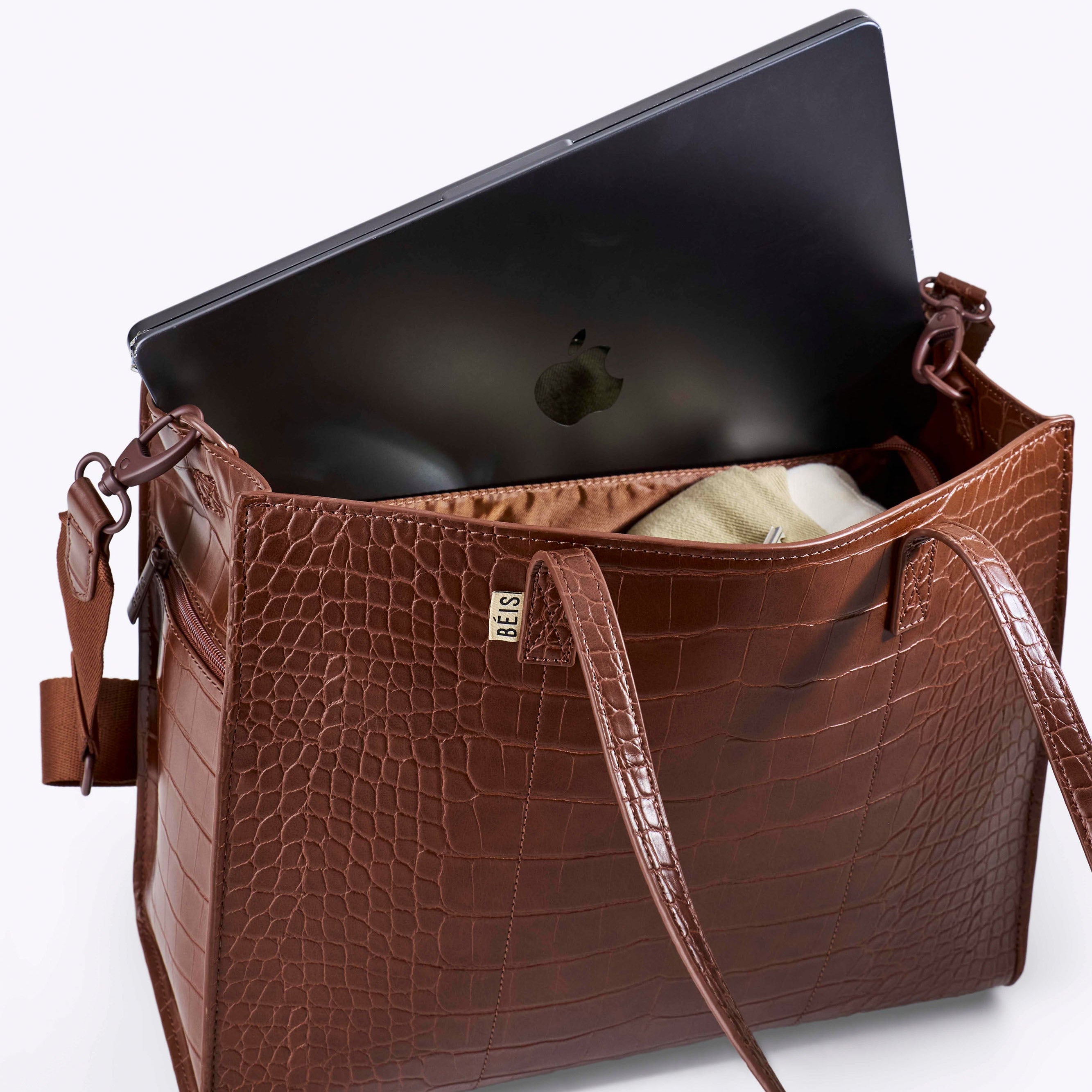 beis-the-work-tote-sac-tote-maple-croc-cuir-vegan image 5