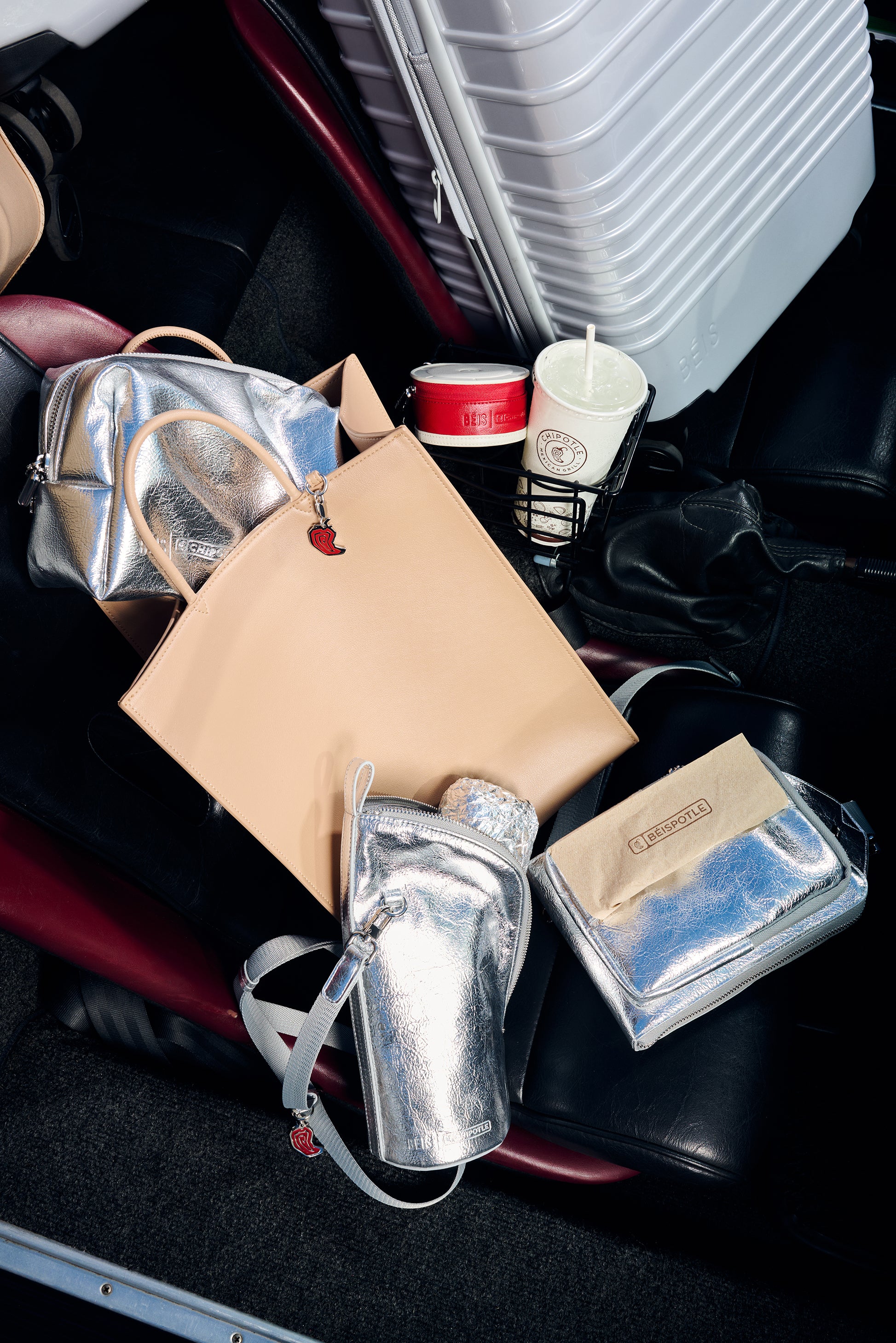 beis-burrito-pouch-trousse-maquillage-foil-argent-lot-2-pochettes image 2