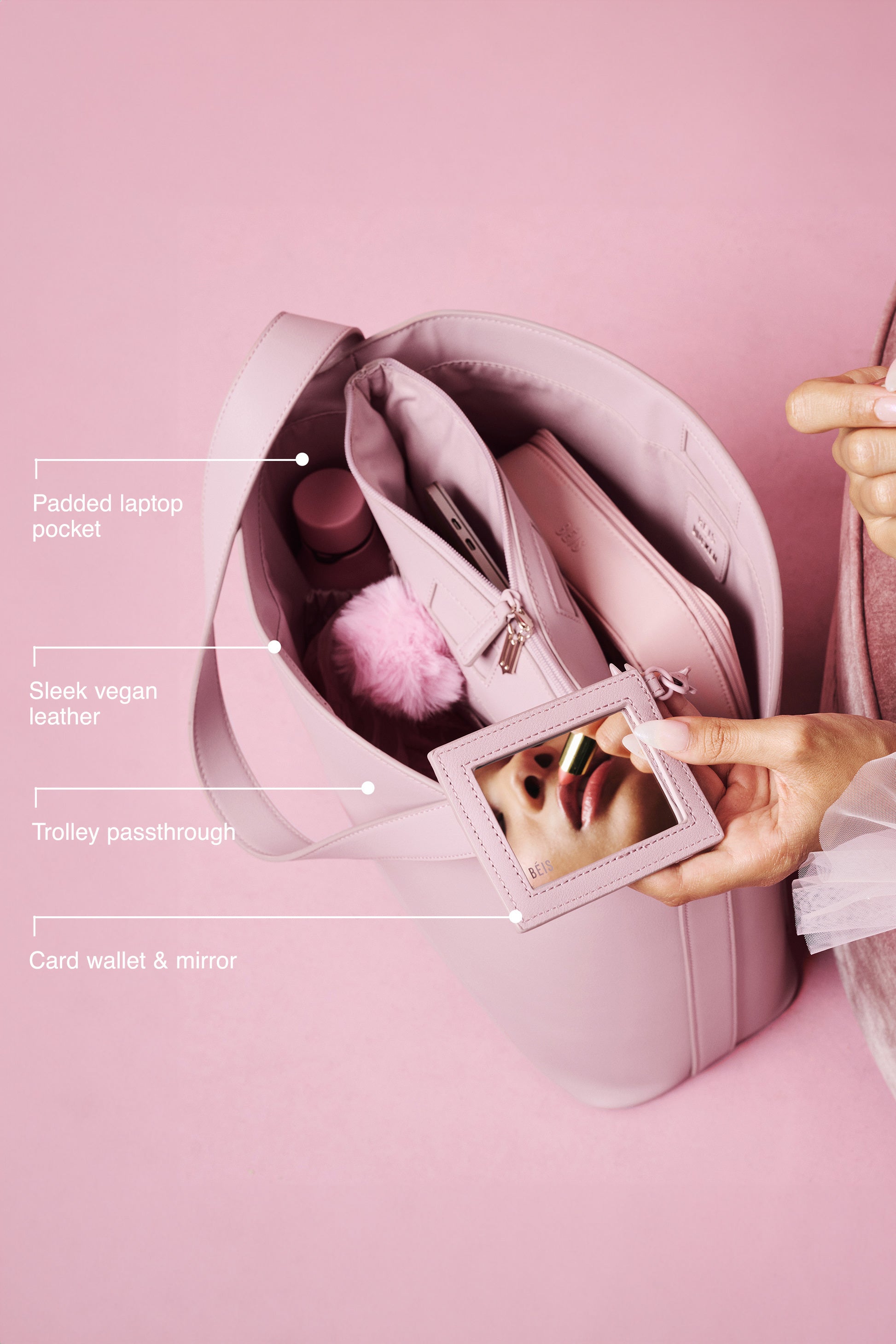 beis-essential-tote-sac-cabas-wicked-pink image 2